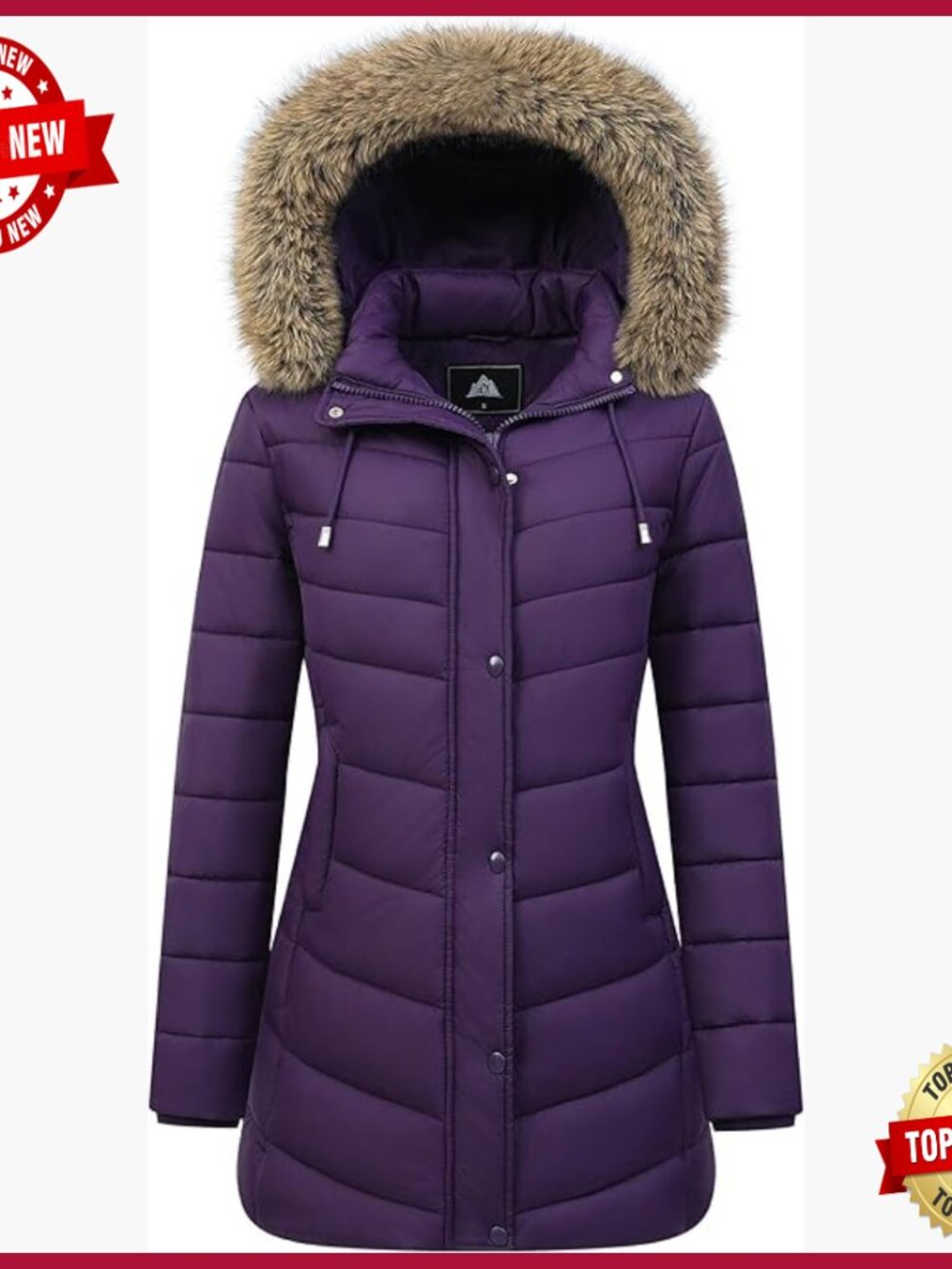 Long Winter Puffer Coat Fleece Lined Down Jacket Waterproof Detachable Hood